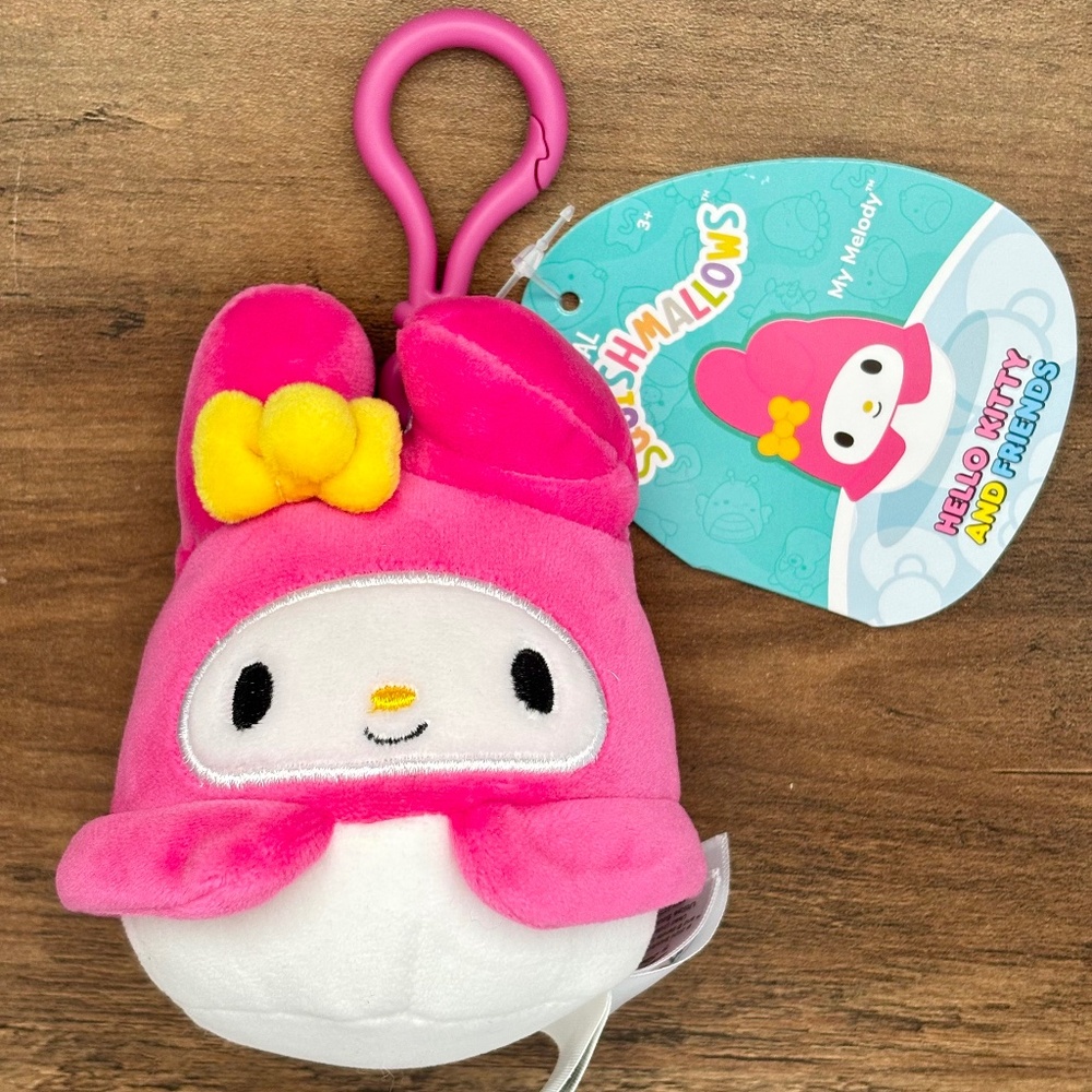NWT Squishmallows Hello Kitty Plush My Melody Clip On Key Chain Bag Backpack